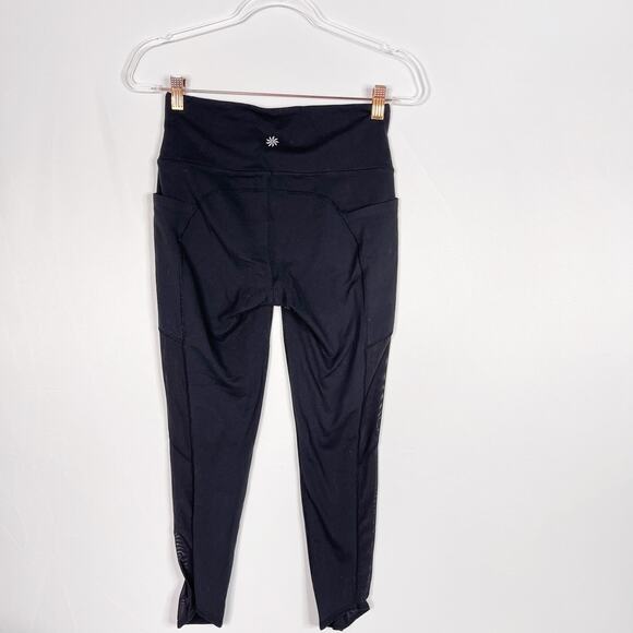 Athleta Small S Black High Rise Mesh Chaturanga to Town 7/8 Leggings Workout - Picture 2 of 12